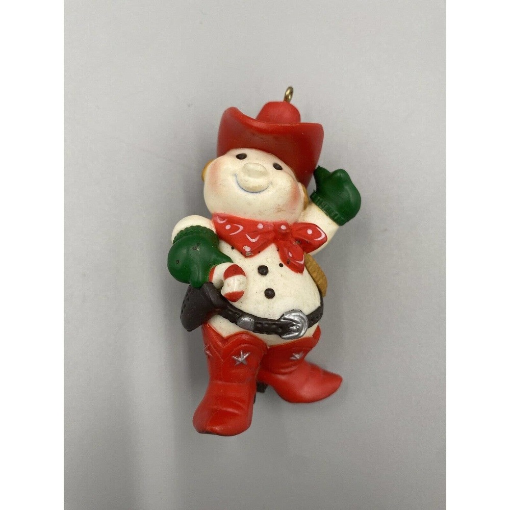 Vintage 1982 Hallmark Ornament Cowboy Snowman‎ 3”
